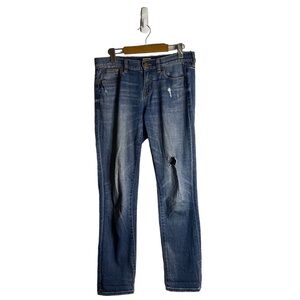 J. Crew Women's Medium Indigo Distressed Slim Boyfriend Denim Jeans